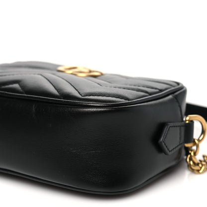 Gucci Calfskin Matelasse Mini GG Marmont Chain Shoulder Bag Black 10 of 11
