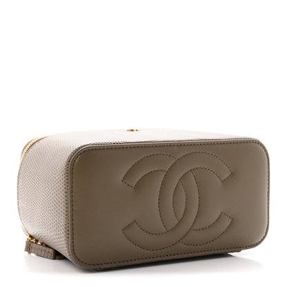 Chanel Calfskin Lizard Embossed Top Handle Vanity With Chain Dark Khaki 4 of 11