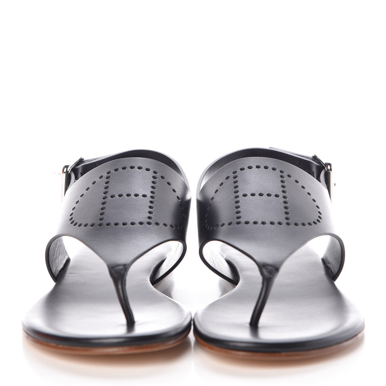 Hermes Calfskin Kola Sandals 37 Black 2 of 8