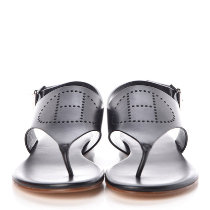 Hermes Calfskin Kola Sandals 37 Black 2 of 8