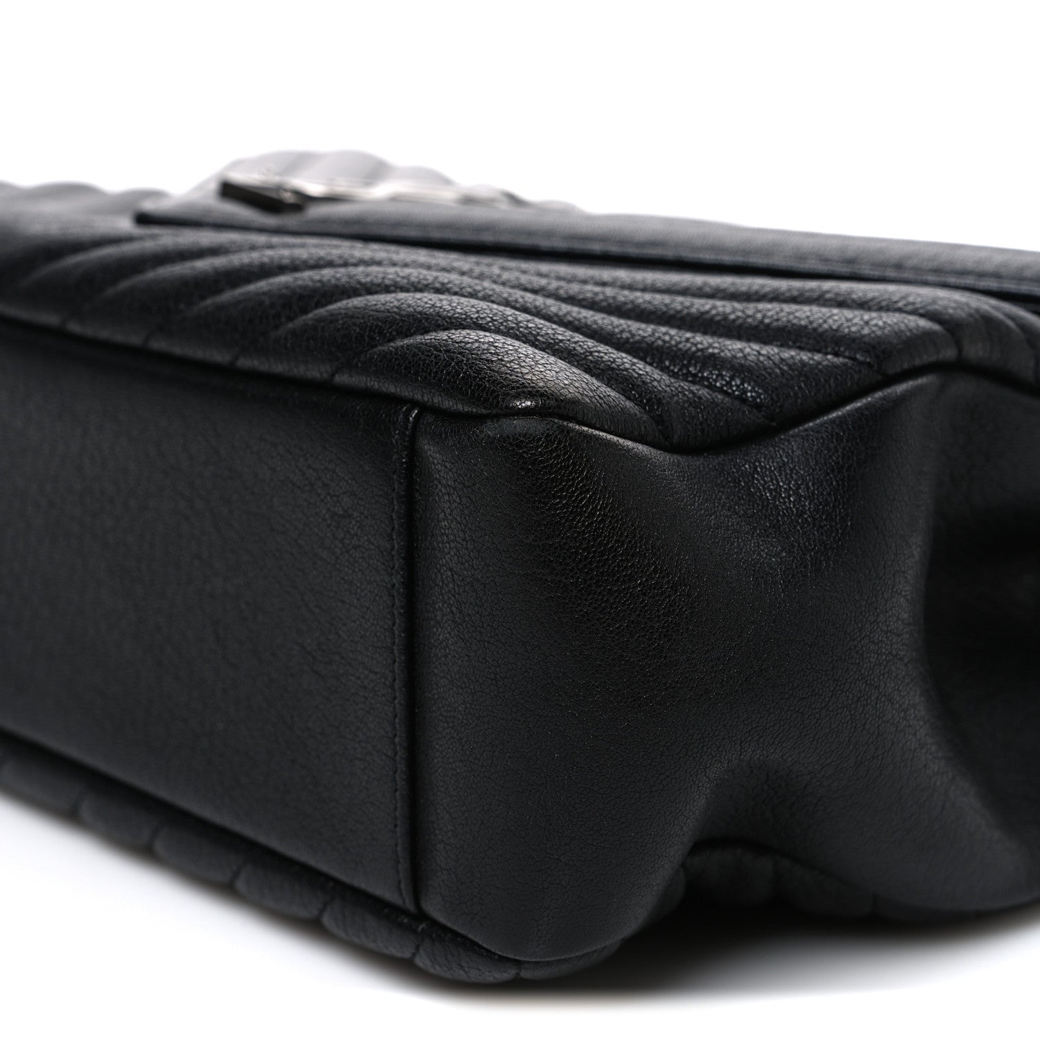 Saint Laurent Sheepskin Matelasse Chevron Monogram Large College Satchel Black 9 of 9