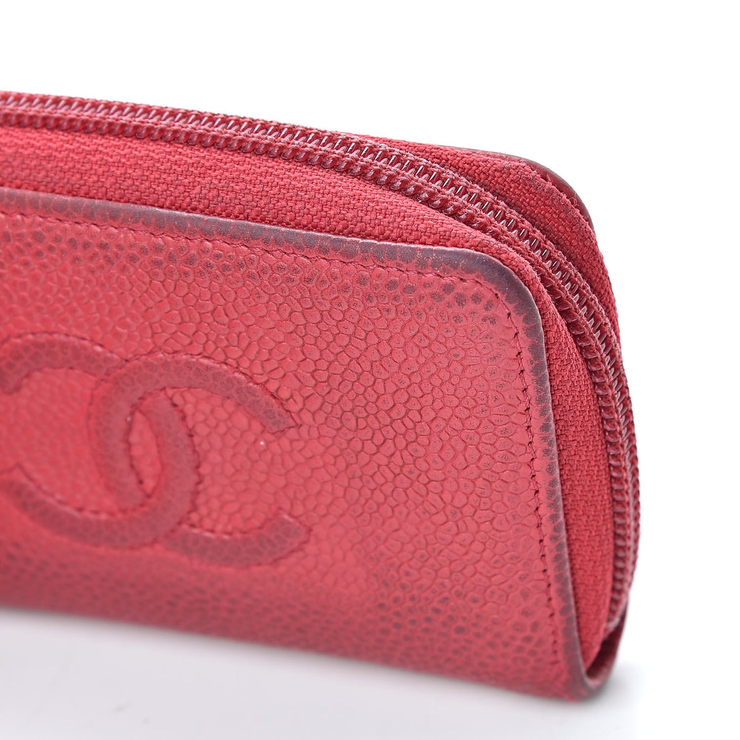 Iridescent Caviar Timeless CC Zip Around Coin Purse Red