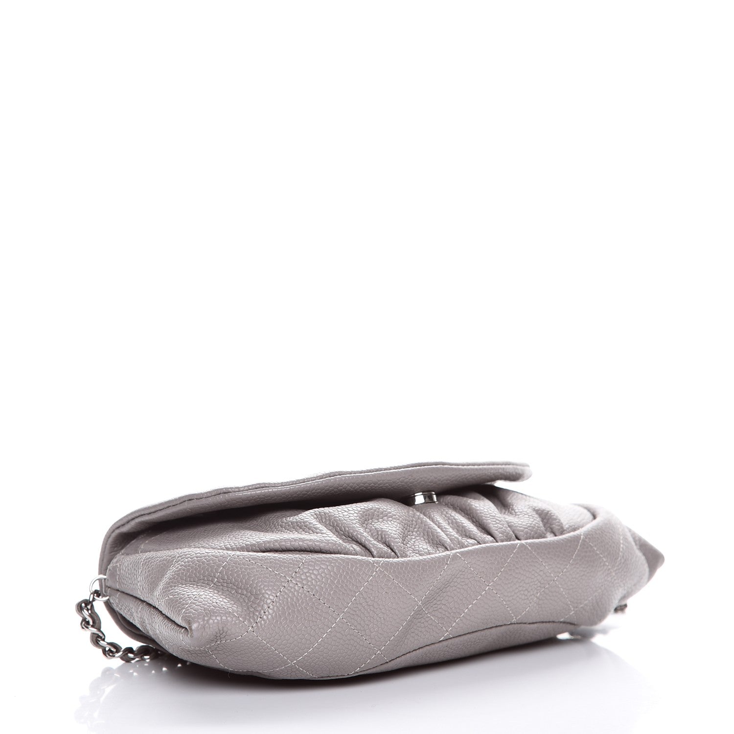 Chanel Caviar Half Moon Wallet On Chain WOC Light Grey 4 of 9