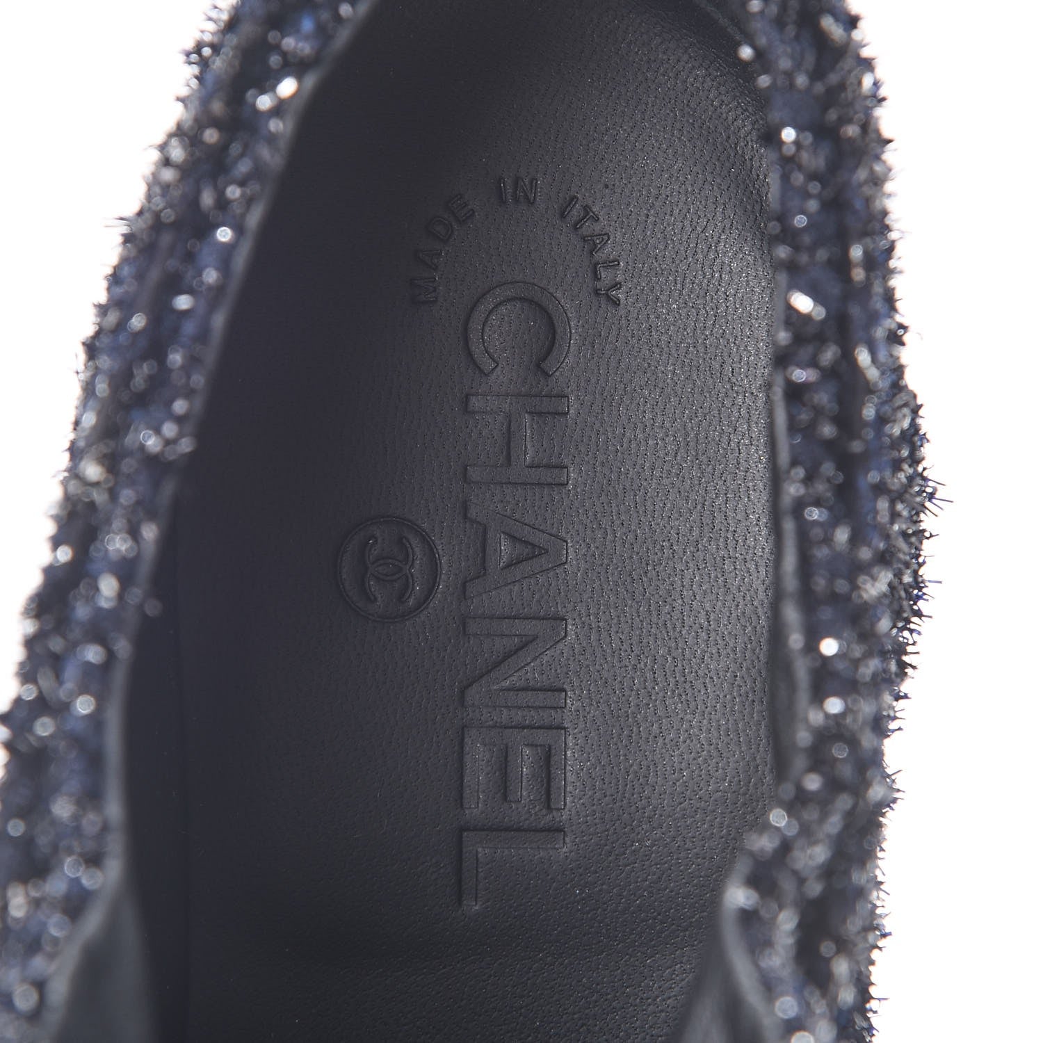 Chanel Lurex Tweed Patent Lace Up Sneakers 41 Dark Navy Blue 7 of 9