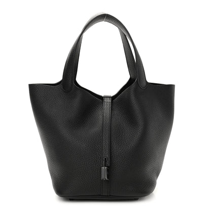 Hermes Taurillon Clemence Monochrome Picotin Lock 22 MM Black 1 of 11