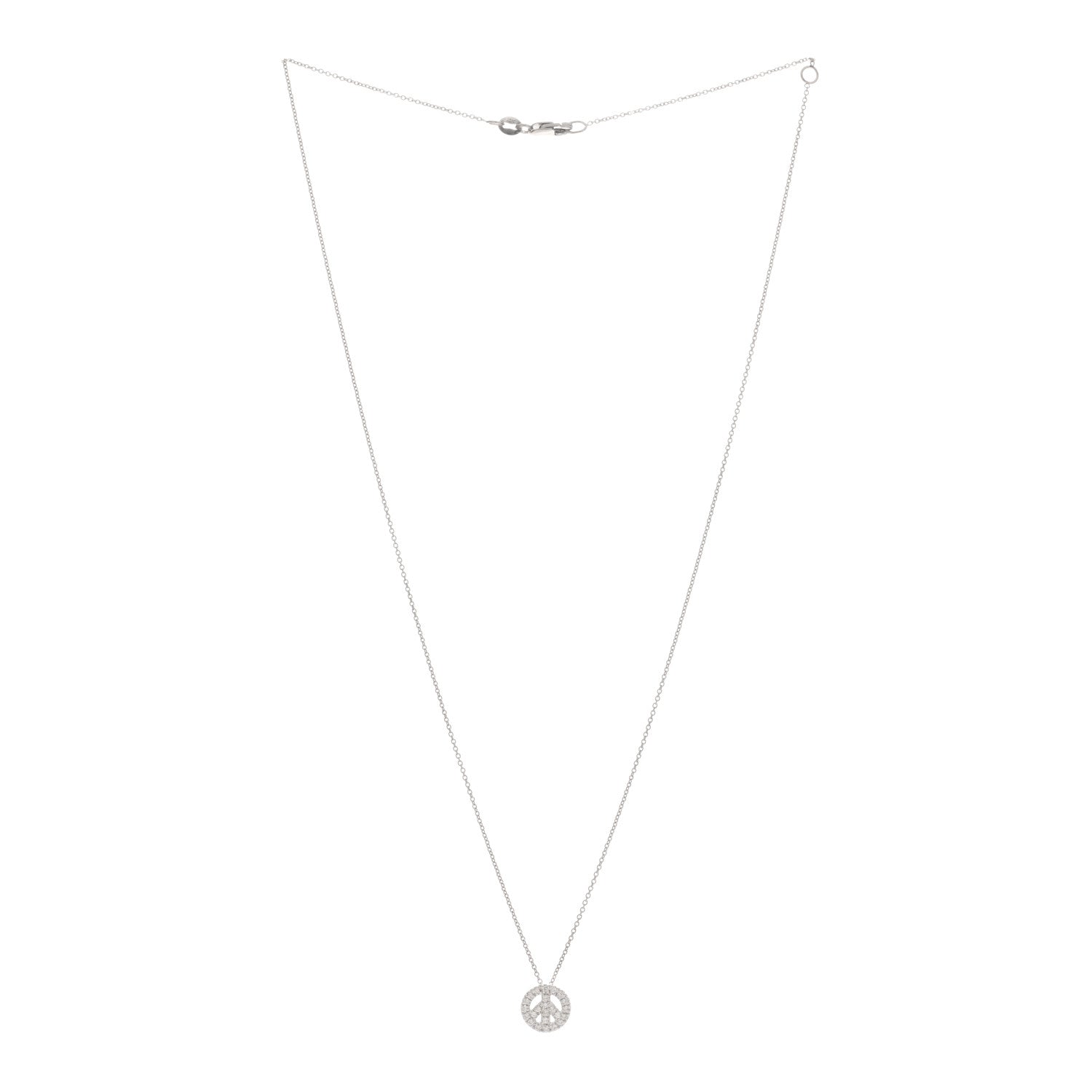 Roberto Coin 18K White Gold Diamond Tiny Treasures Small Peace Sign Necklace 2 of 4