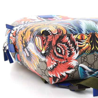 Gucci GG Supreme Monogram Animal Faces Childrens Day Backpack Beige Ebony Multicolor Electric Blue Military Fresia 7 of 8
