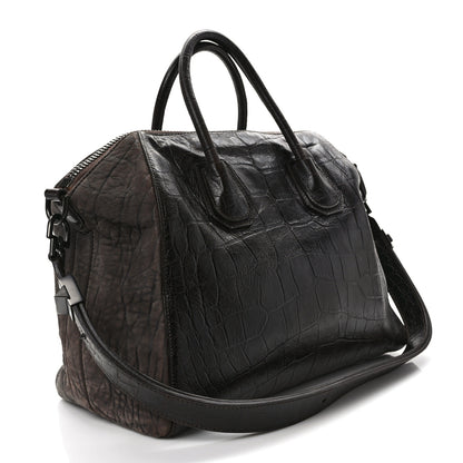 Givenchy Calfskin Crocodile Embossed Medium Soft Antigona Brown 3 of 10