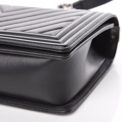 Chanel Lambskin Chevron Quilted New Medium Boy Flap Black 10 of 11