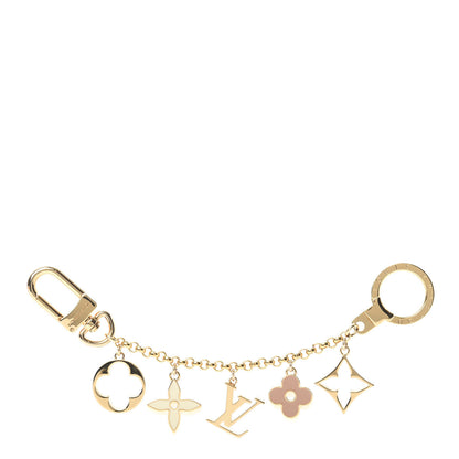 Louis Vuitton Brass Enamel Fleur De Monogram Bag Charm Chain Gold 1 of 5