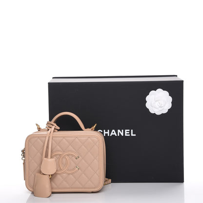 Chanel Caviar Quilted Medium CC Filigree Vanity Case Beige 9 of 9