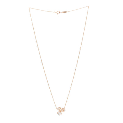 Tiffany 18K Rose Gold Diamond Paper Flowers Pave Pendant Necklace 2 of 4