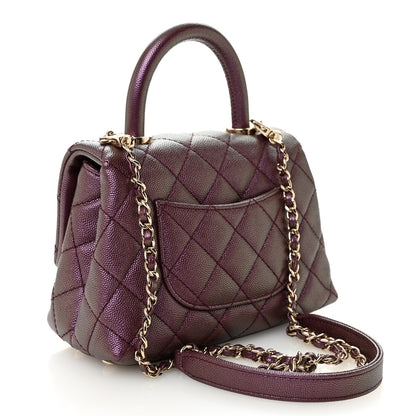 Chanel Iridescent Caviar Quilted Extra Mini Coco Handle Flap Purple 3 of 10