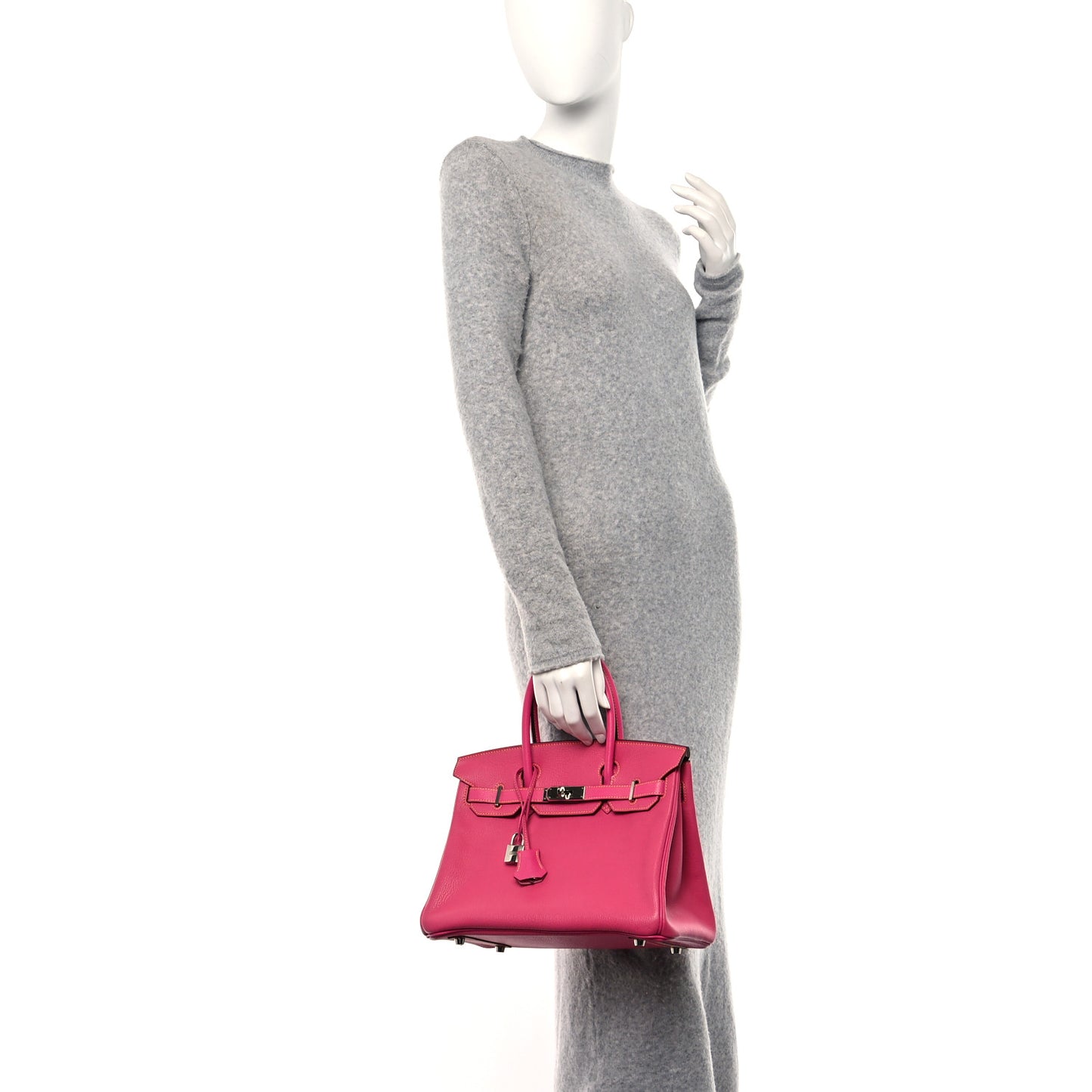 Chevre Mysore Horseshoe Birkin 30 Rose Shocking Rose Confetti