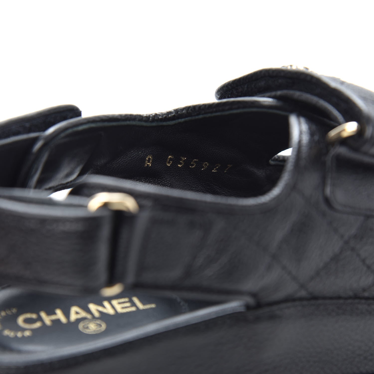 Chanel Grained Calfskin Velcro Dad Sandals 36.5 Black 9 of 9