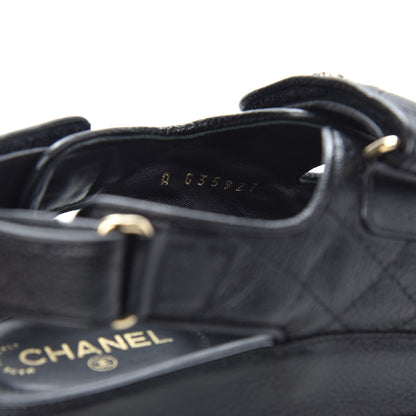 Chanel Grained Calfskin Velcro Dad Sandals 36.5 Black 9 of 9