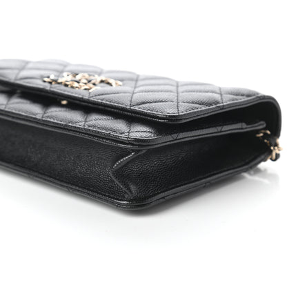 Chanel Caviar Quilted French New Wave Chain CC Wallet On Chain WOC Black 7 of 12