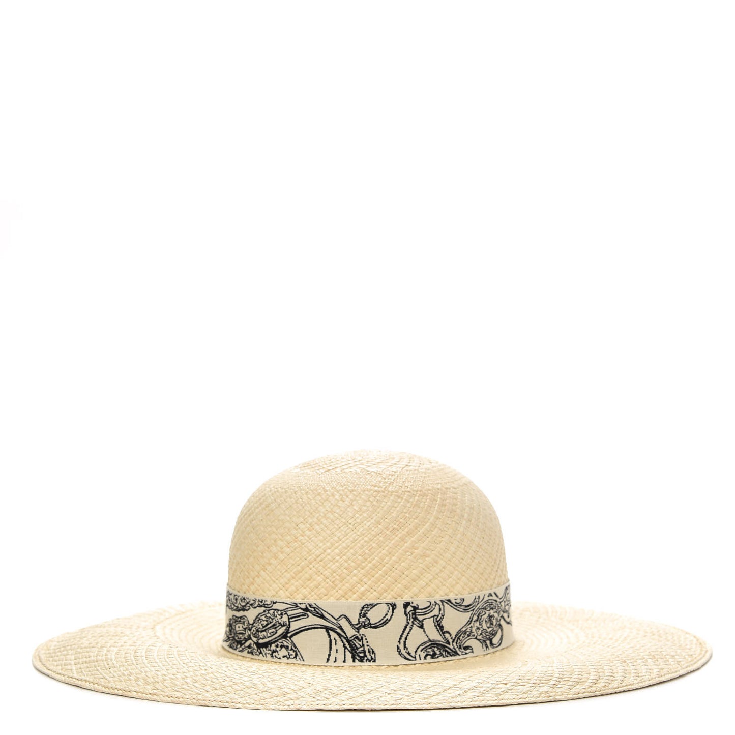 Straw Brides De Gala Panama Hat 57 Naturel Ecru Black