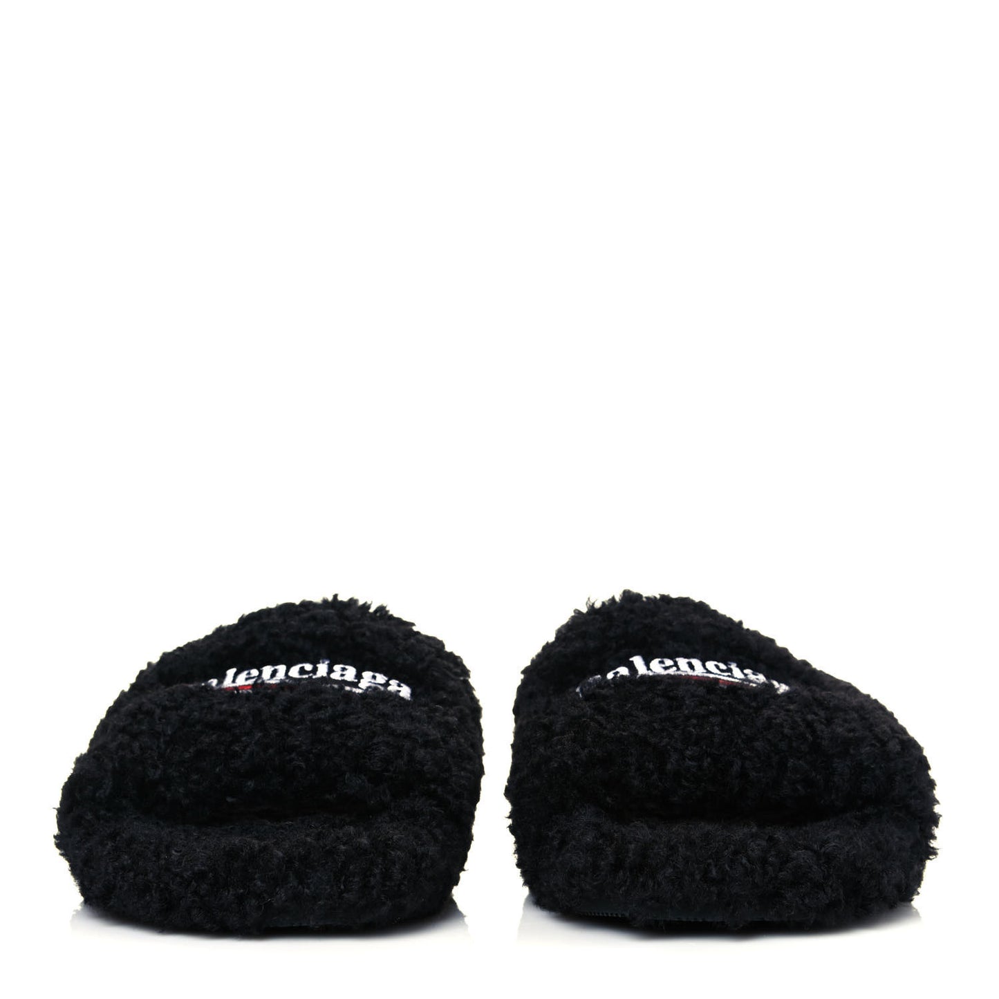 Faux Shearling Political Campaign Logo Slide Sandals 40 Black White Red