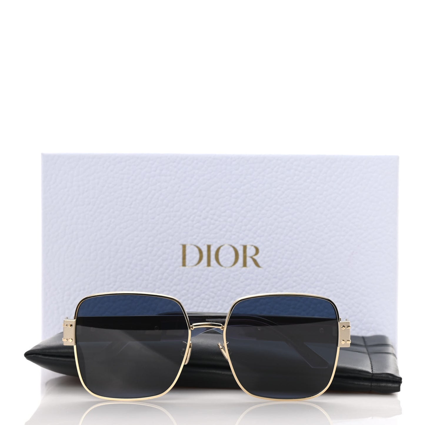 Diorsignature 60mm Square Sunglasses Shiny Gold Gradient Smoke