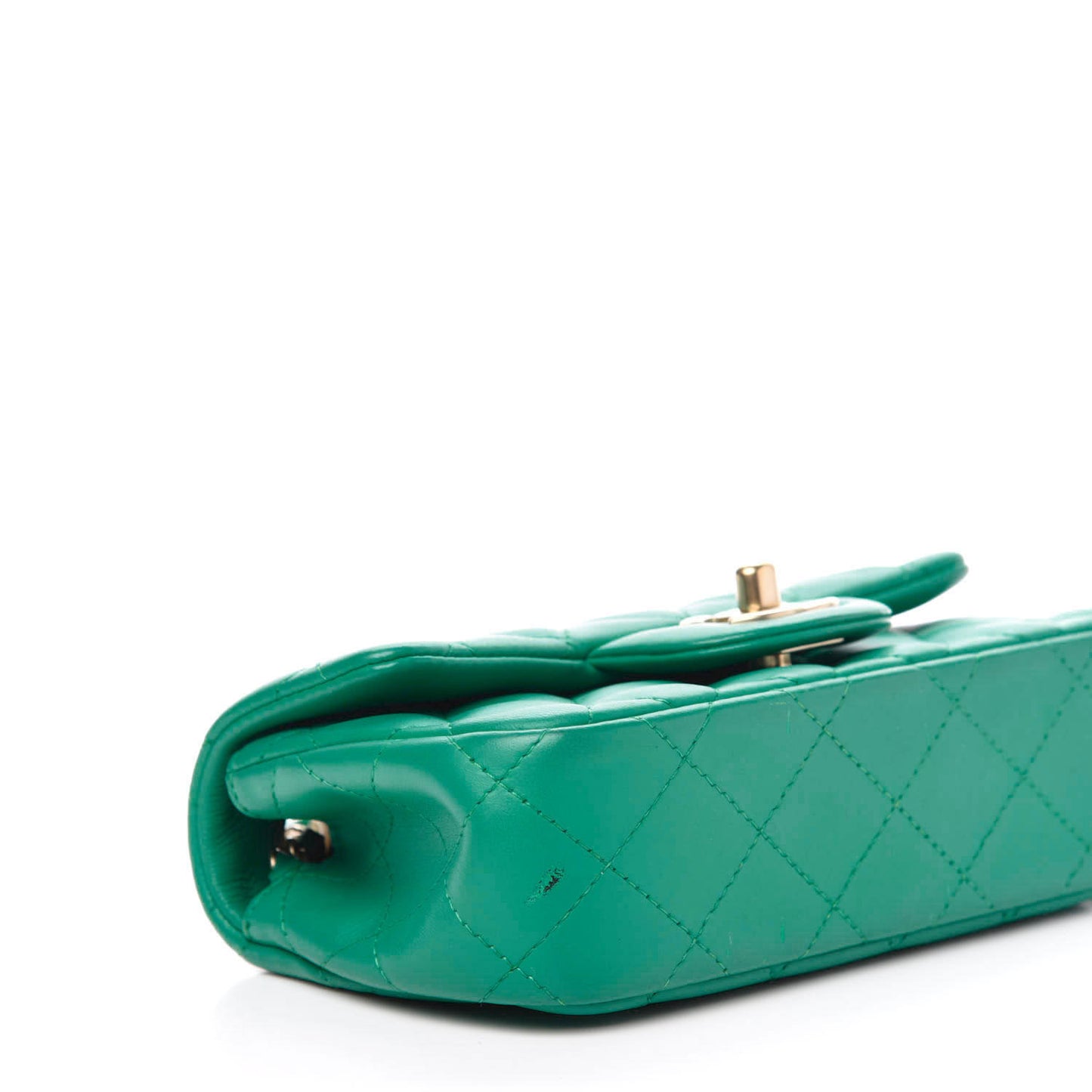 Lambskin Quilted Extra Mini Rectangular Flap Green