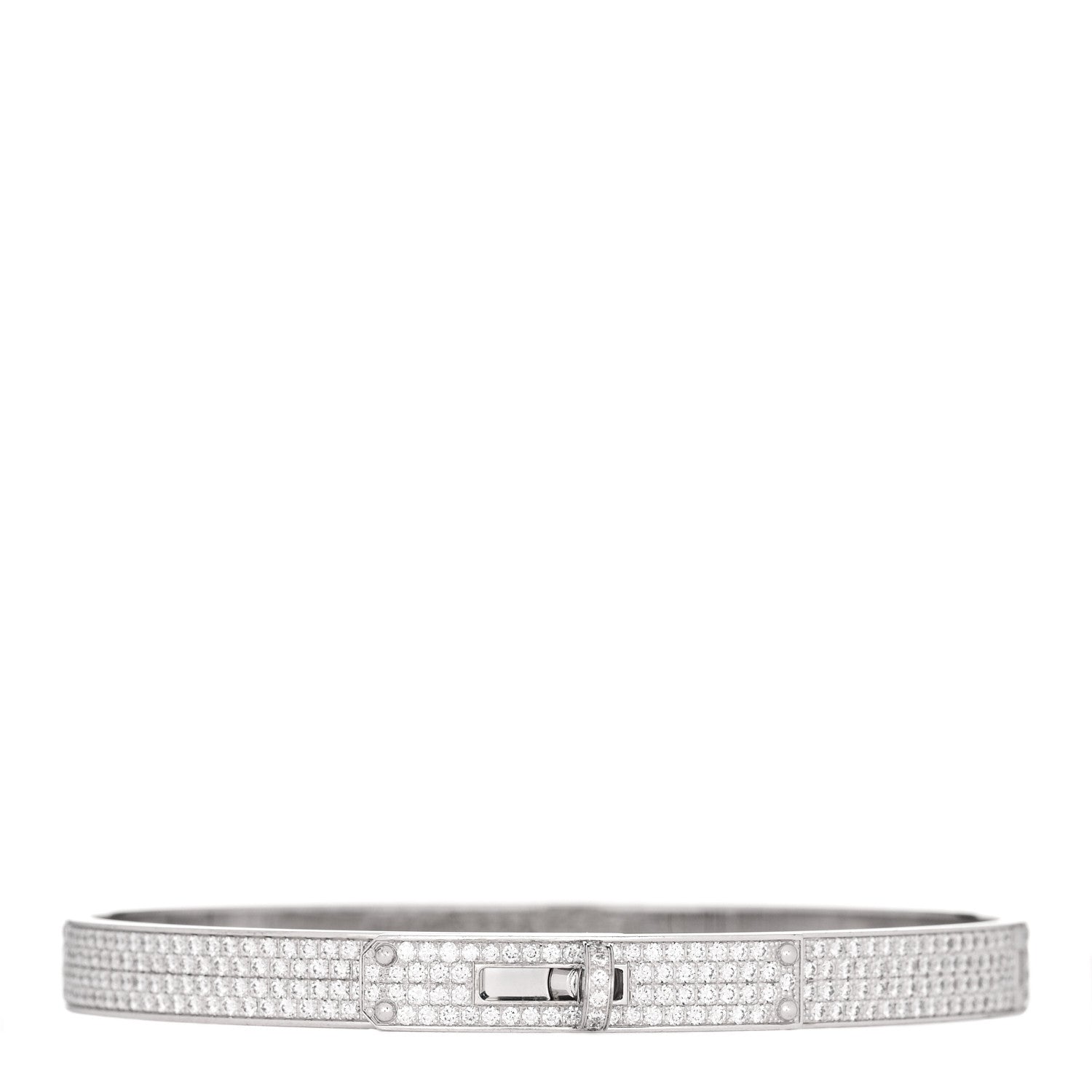 Hermes 18K White Gold Diamond PM Kelly Full Pave Bracelet SH 1 of 4
