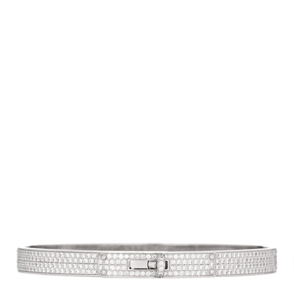 Hermes 18K White Gold Diamond PM Kelly Full Pave Bracelet SH 1 of 4