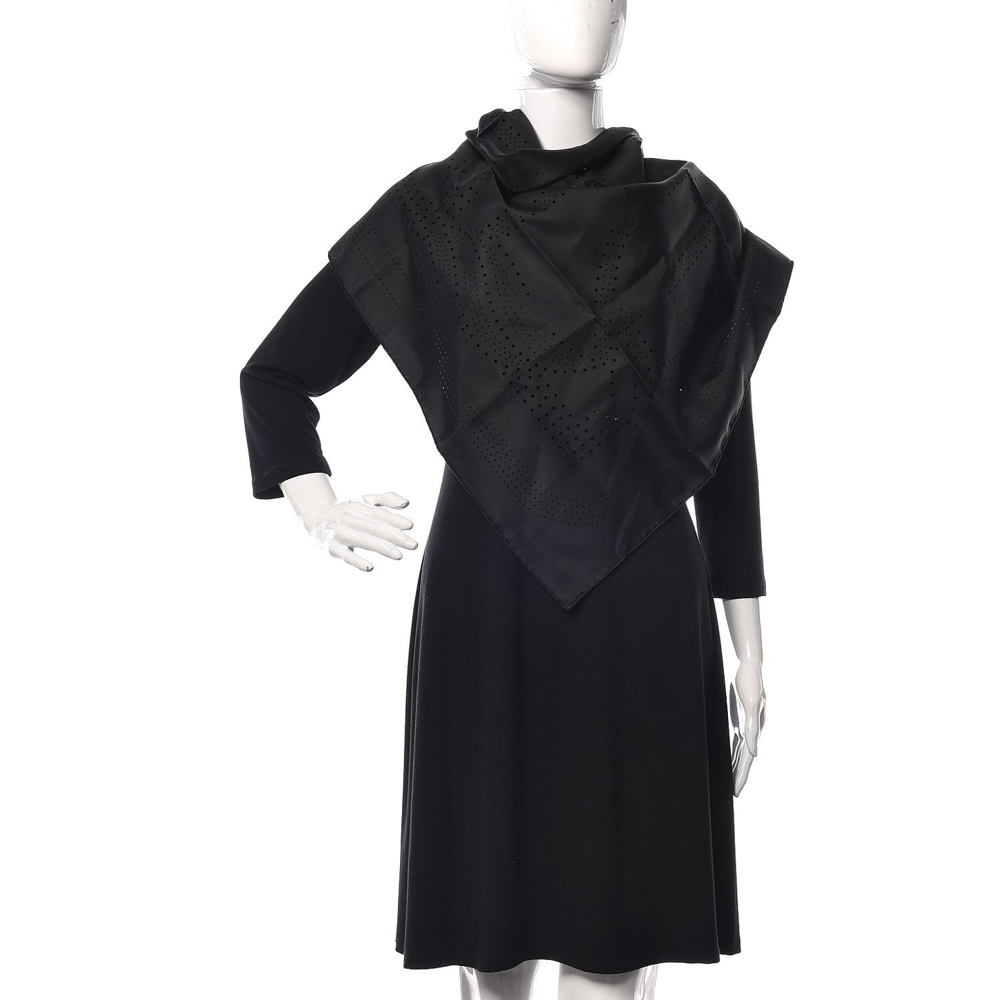 Silk Quadrige Perforated Scarf 90 Black