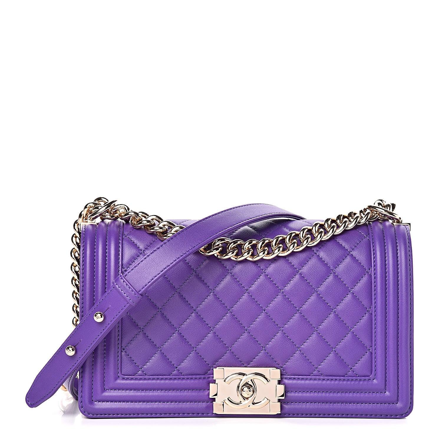 Chanel Calfskin Quilted Medium Boy Flap Purple 1 of 12