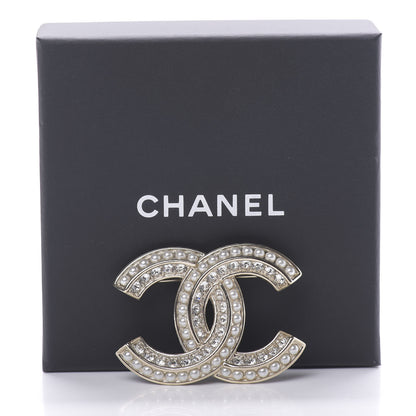 Chanel Crystal Pearl Chain Mania CC Brooch Gold 5 of 5