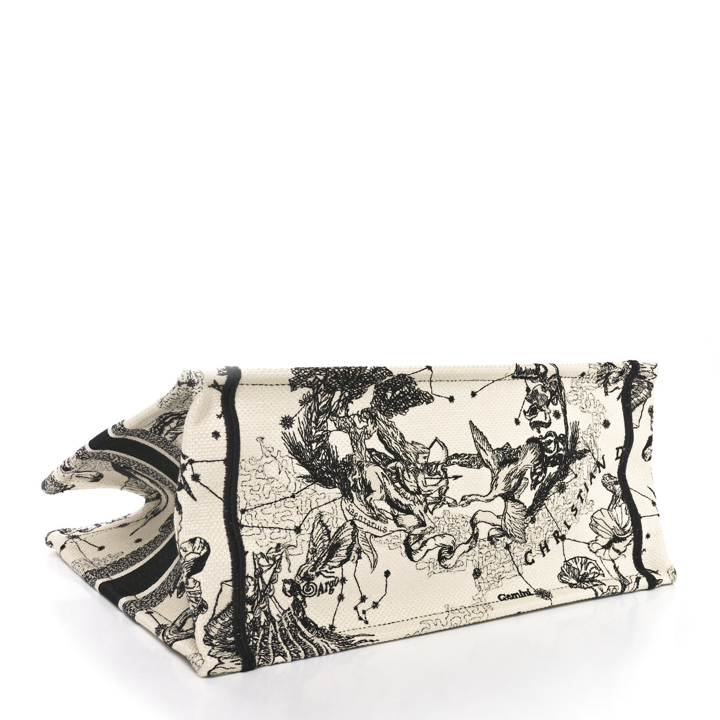 Canvas Zodiac Toile De Jouy Embroidered Medium Book Tote Latte