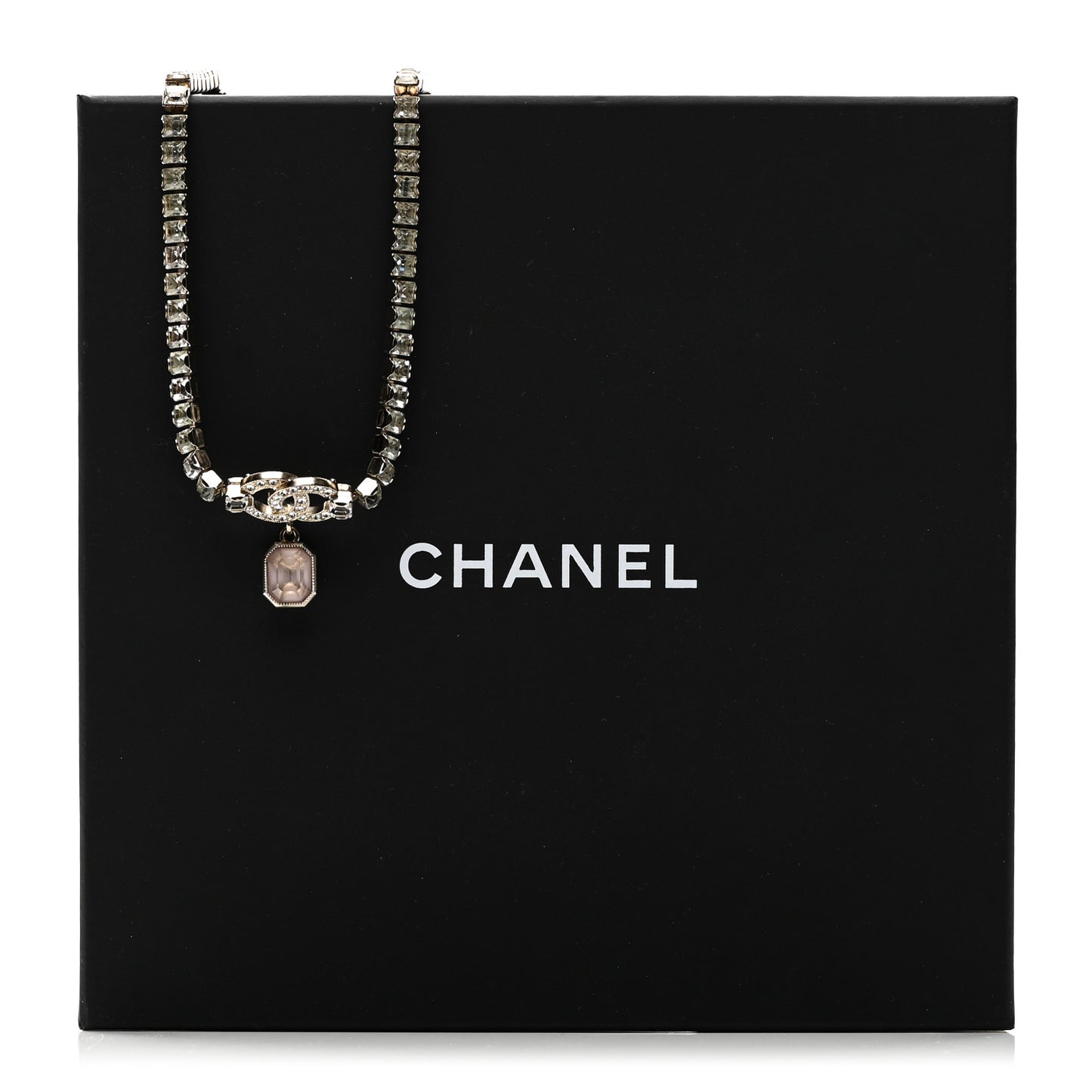 Crystal CC Pendant Choker Gold Pink