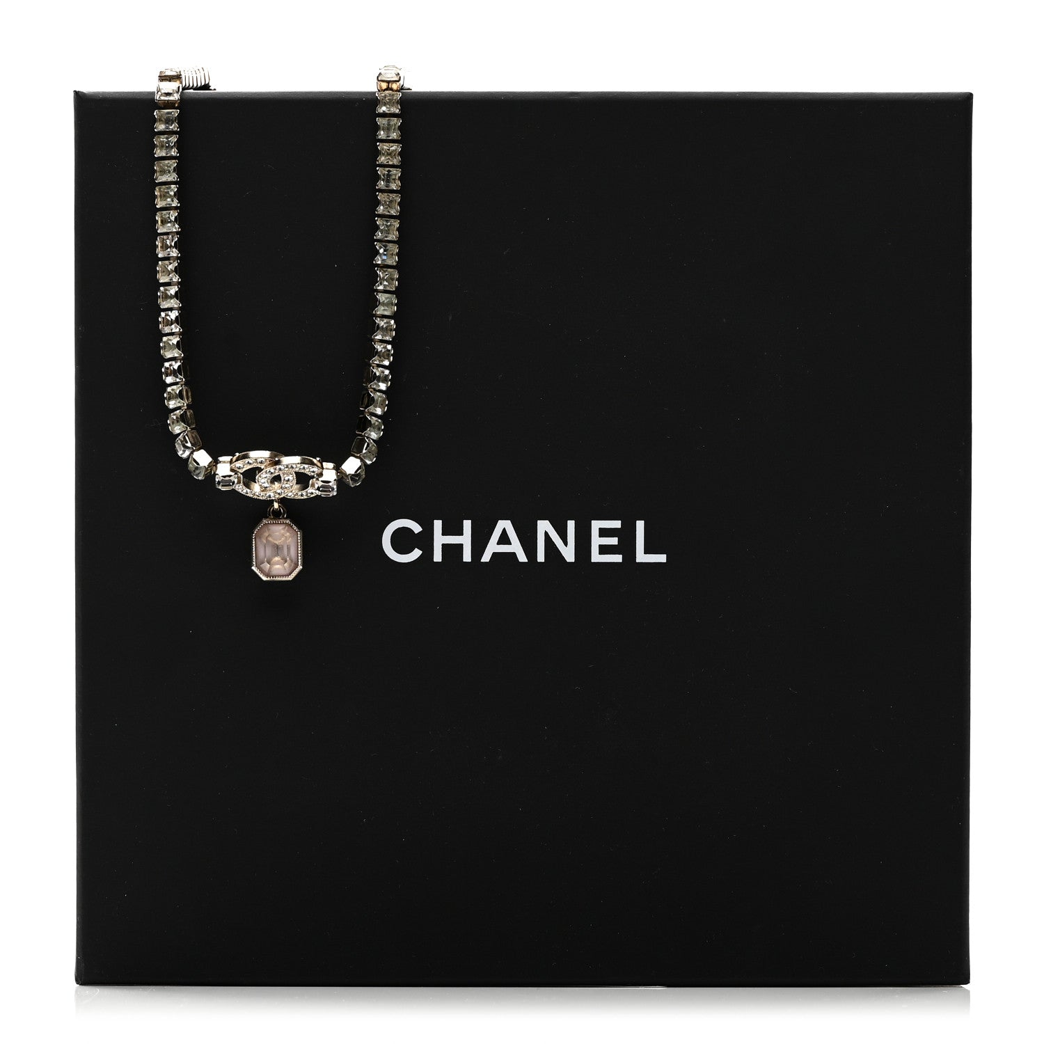 Chanel Crystal CC Pendant Choker Gold Pink 5 of 5