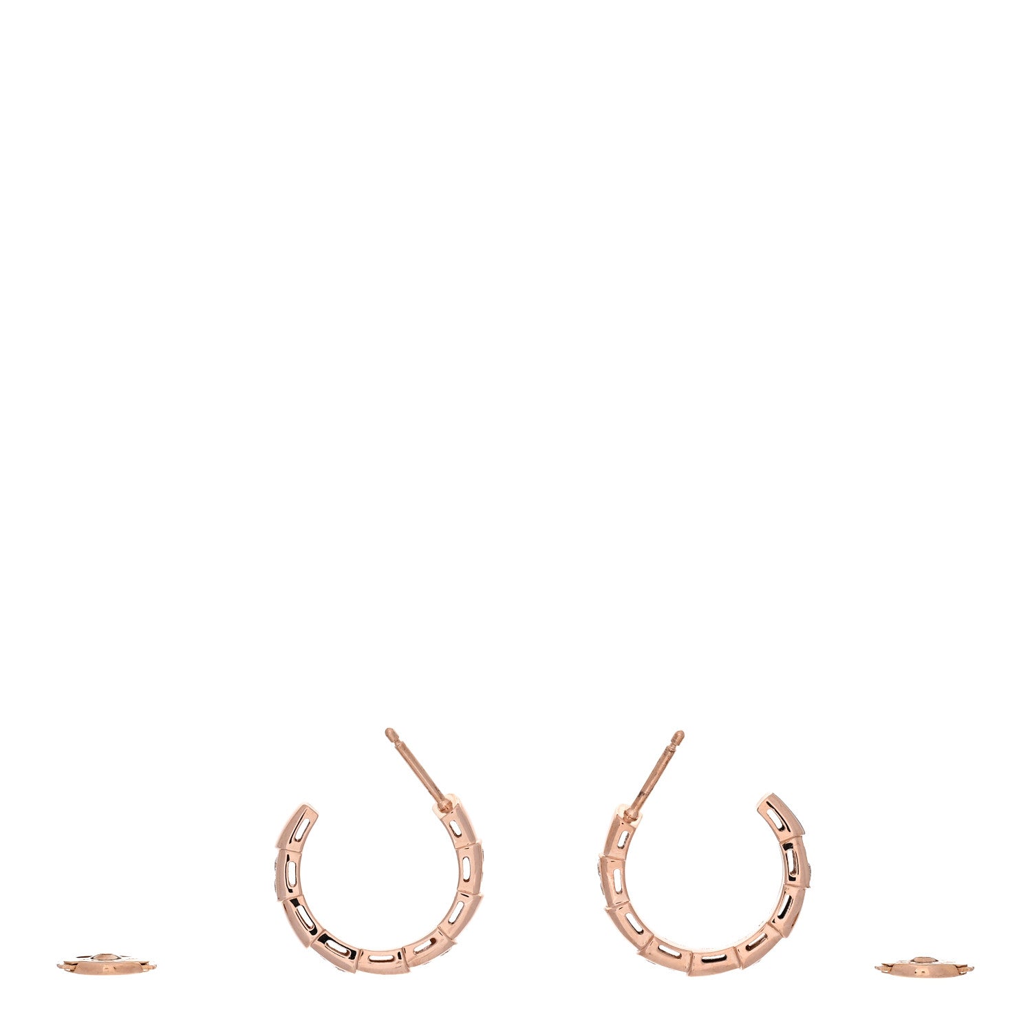 Bulgari 18K Rose Gold Diamond Serpenti Viper Hoop Earrings 3 of 6