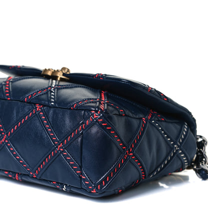 Chanel Lambskin Mixed Fibers Quilted Medium Chanel 19 Flap Blue 10 of 11