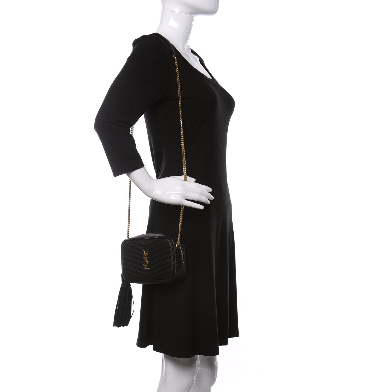 Saint Laurent Grain De Poudre Matelasse Monogram Mini Lou Camera Bag Black 2 of 10
