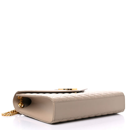Saint Laurent Grain De Poudre Mixed Matelasse Large Triquilt Monogram Satchel Dark Beige 4 of 11