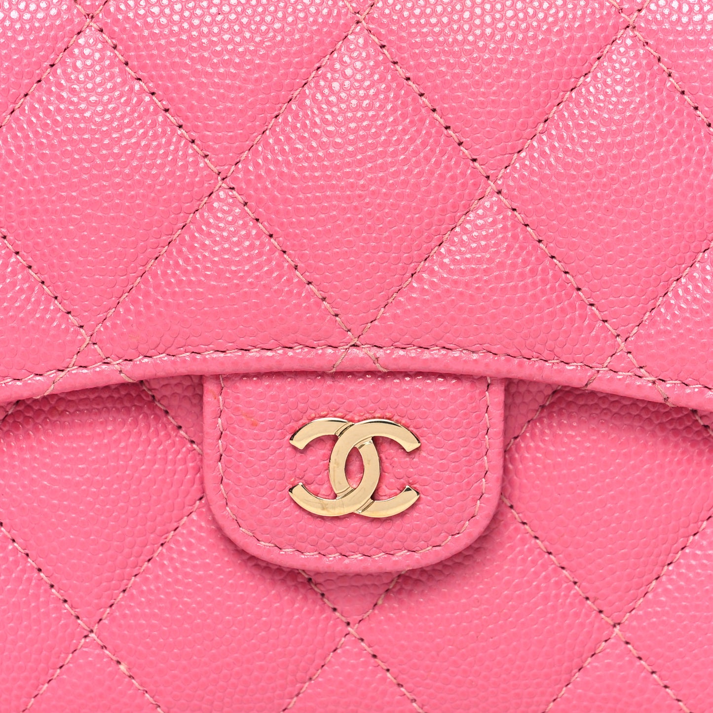 Caviar Quilted Compact Flap Wallet Pink