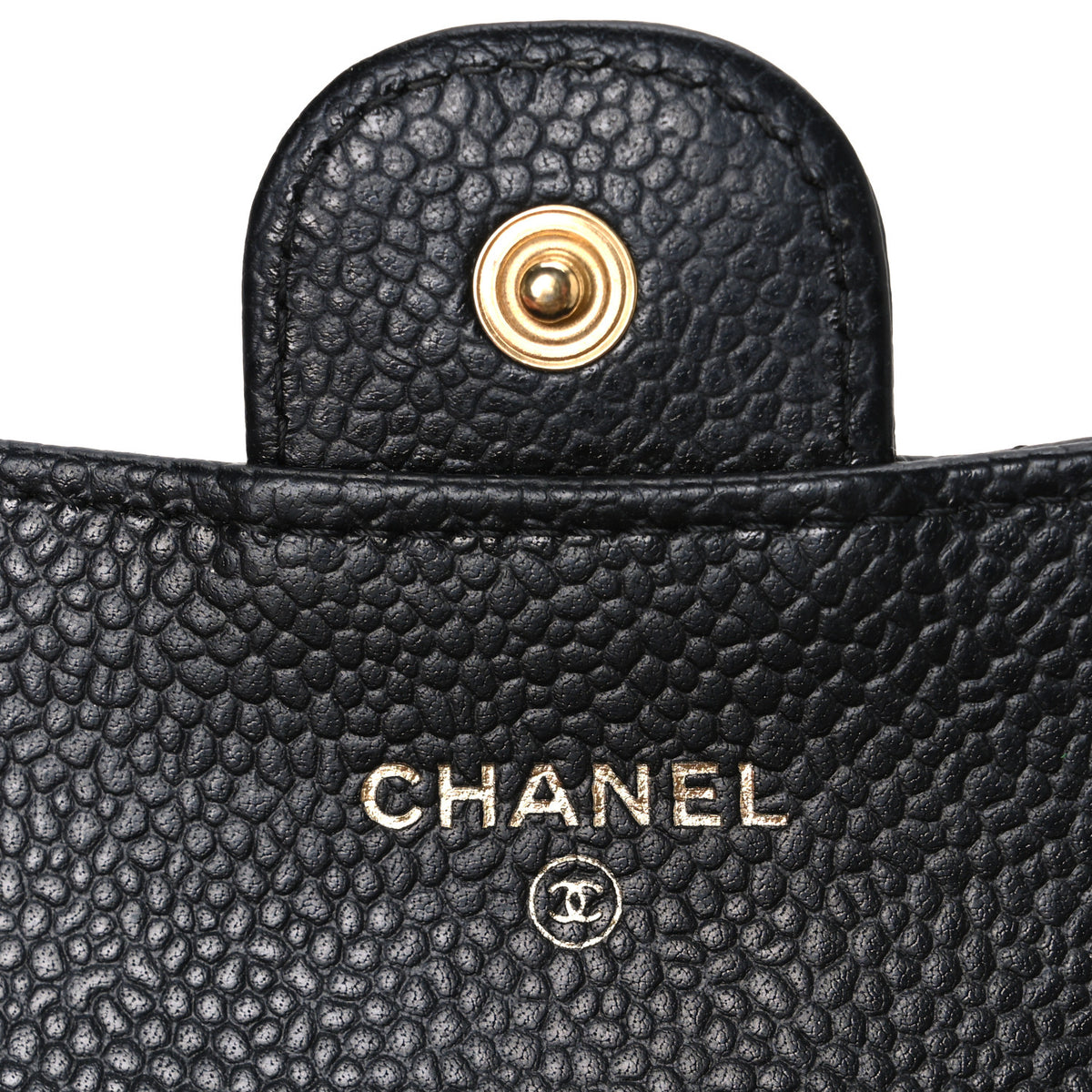 Caviar Quilted Flap Card Holder Black