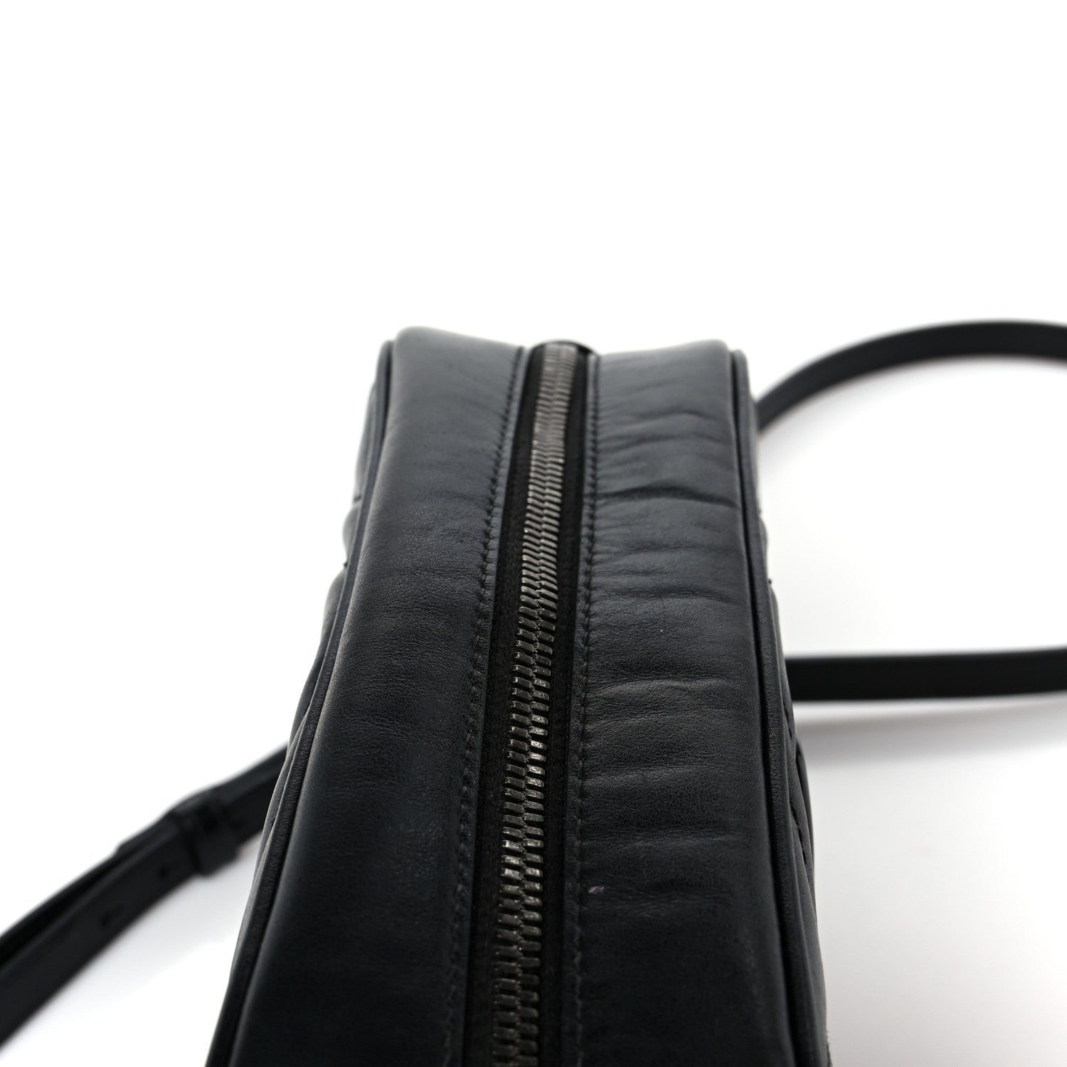 Gucci Calfskin Matelasse Monochrome Small GG Marmont Chain Shoulder Bag Black 12 of 13
