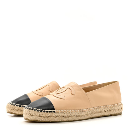 Chanel Lambskin CC Espadrilles 41 Beige Black 3 of 9