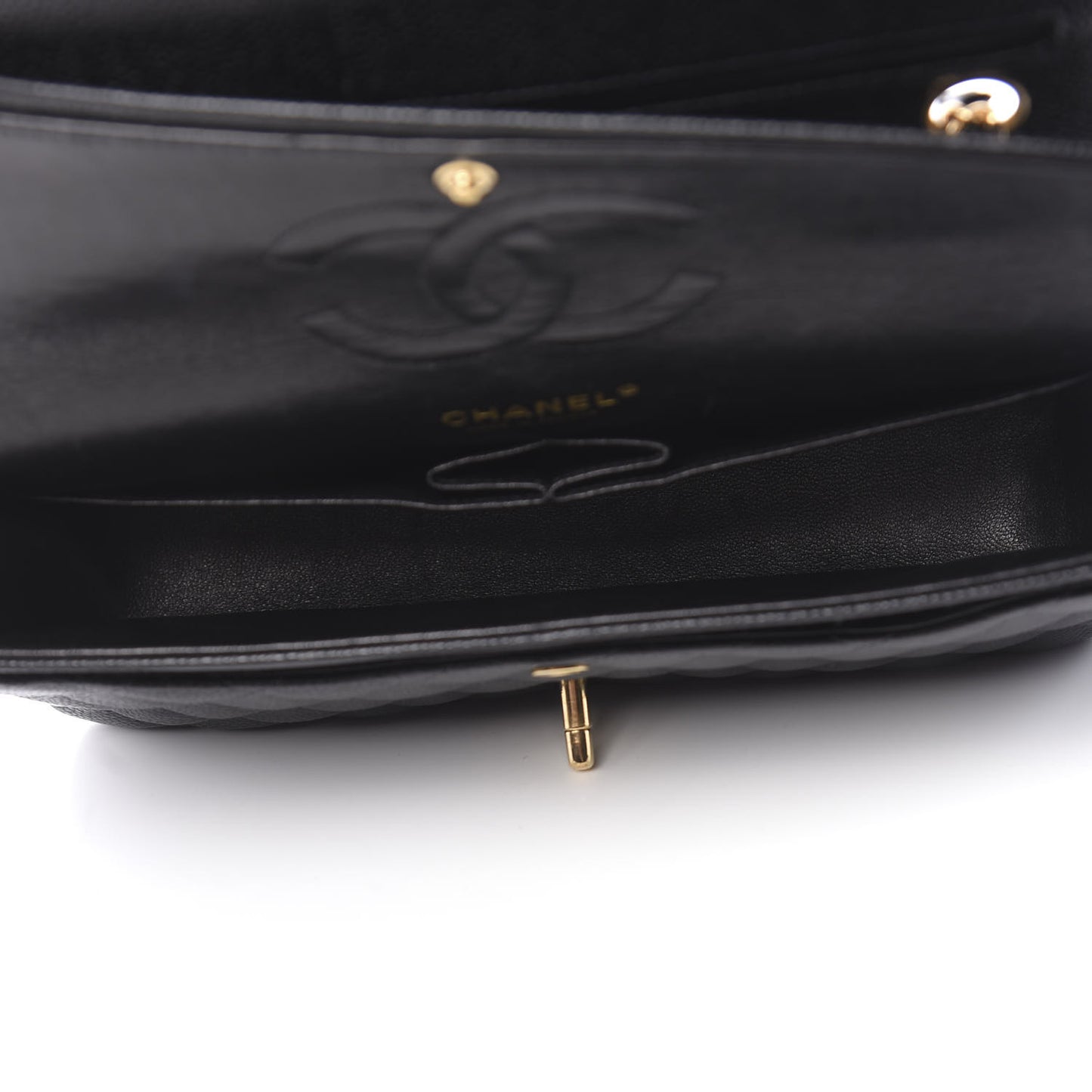 Caviar Quilted Medium Double Flap Black