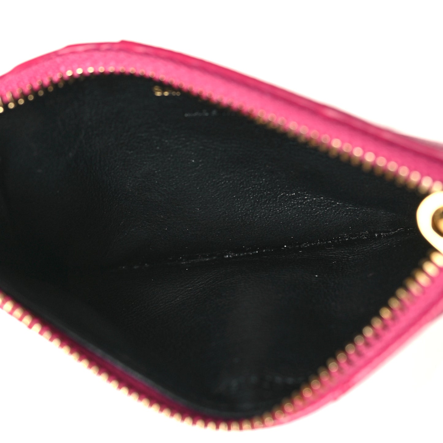 Grain De Poudre Matelasse Chevron Monogram Fragments Zippered Card Case Fresh Fuxia