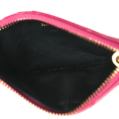 Saint Laurent Grain De Poudre Matelasse Chevron Monogram Fragments Zippered Card Case Fresh Fuxia 5 of 9