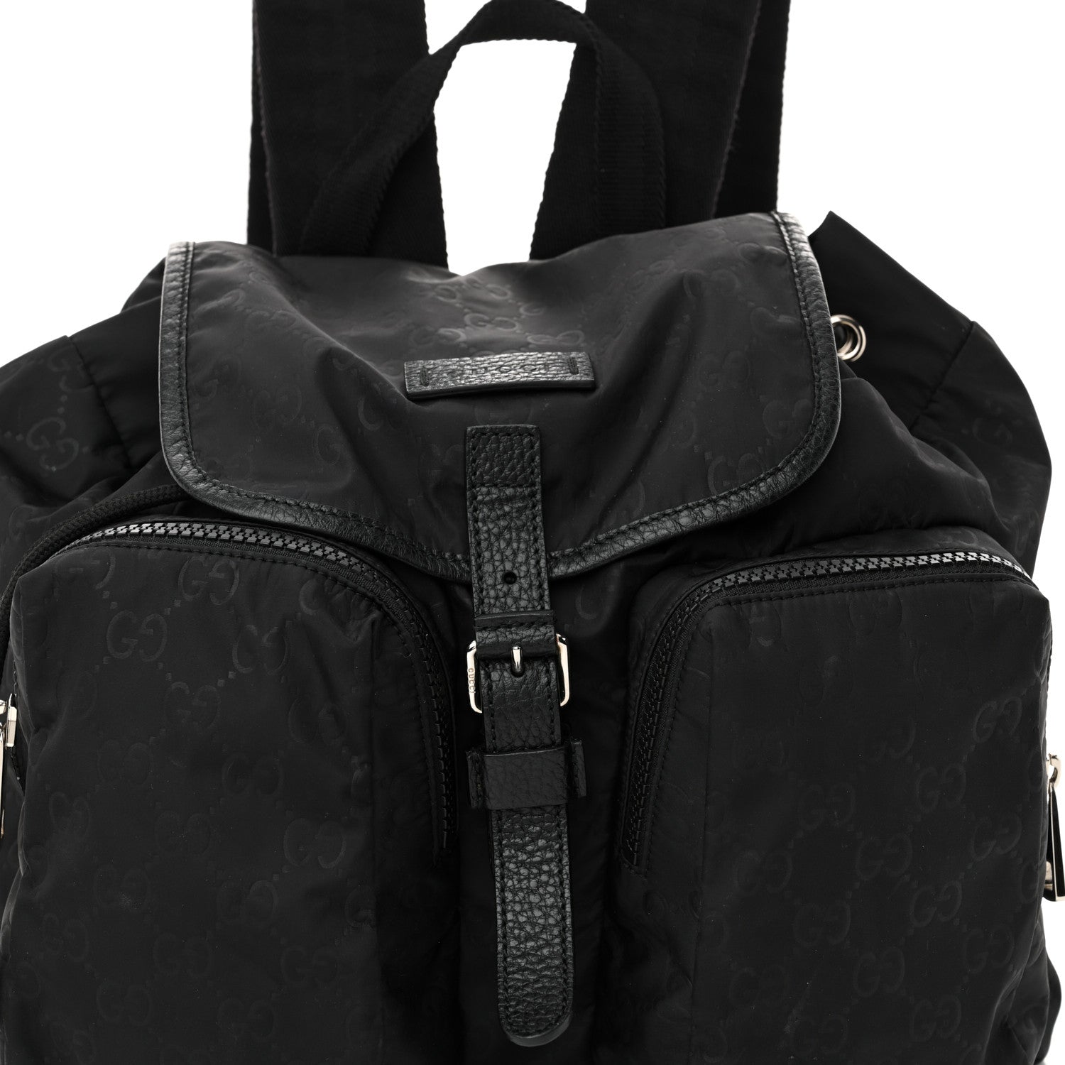 Gucci Nylon Monogram Medium Light Single Buckle Backpack Black 8 of 10