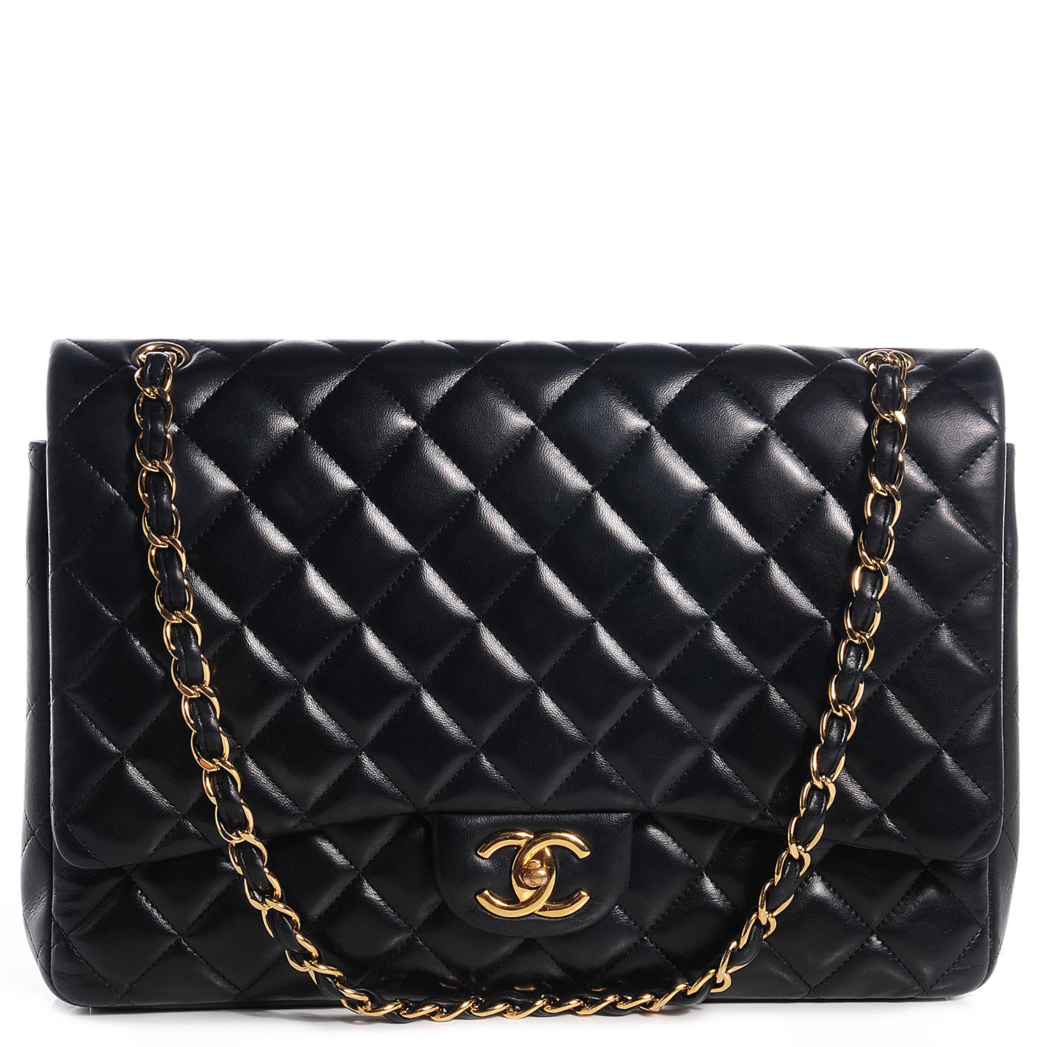 Chanel Lambskin Quilted Maxi Double Flap Black 1 of 8