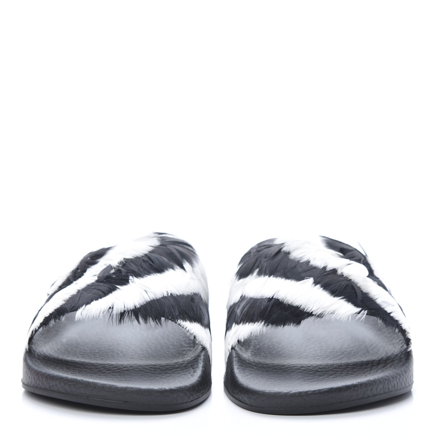 Rubber Feather Pool Slide Sandals 39 Black White