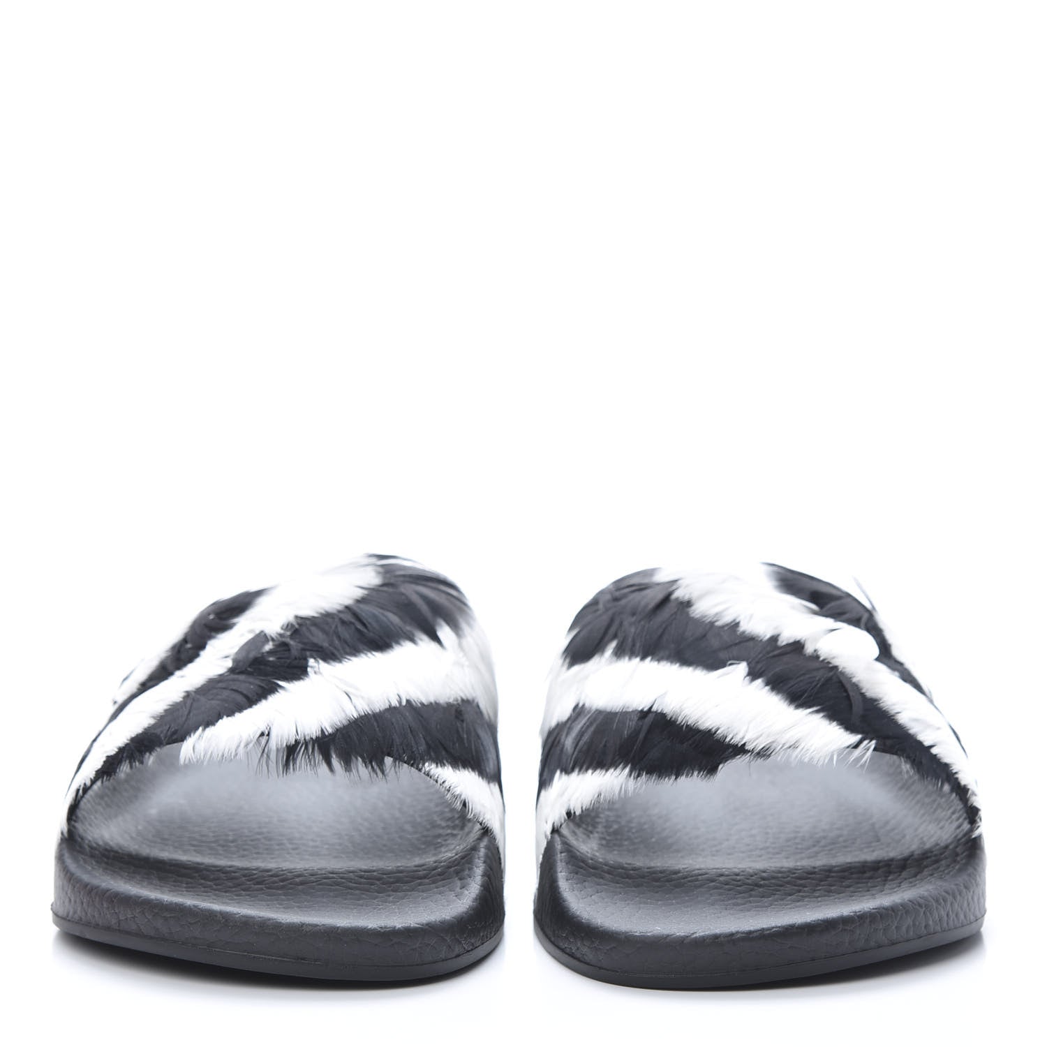 Valentino Garavani Rubber Feather Pool Slide Sandals 39 Black White 2 of 7