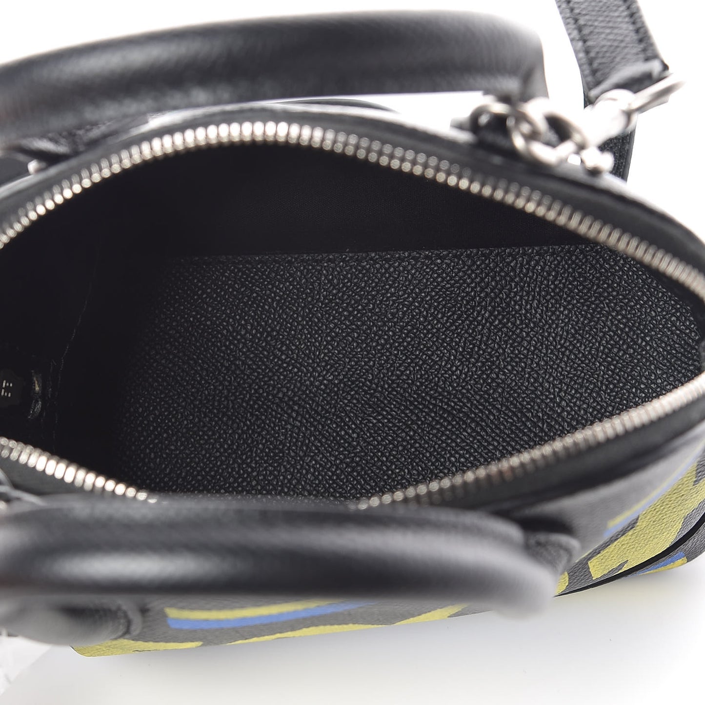 Signature Grained Calfskin Car Tag Print XXS Ville Top Handle Bag Black TBC