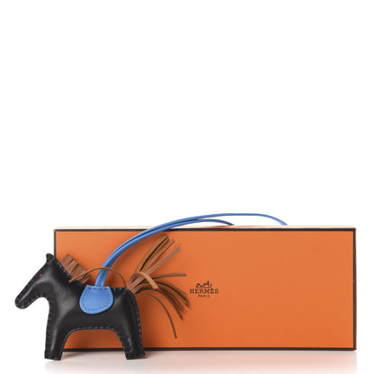 Hermes Milo Lambskin Grigri Rodeo Horse Bag Charm PM Black Gold Bleu Zanzibar 4 of 4